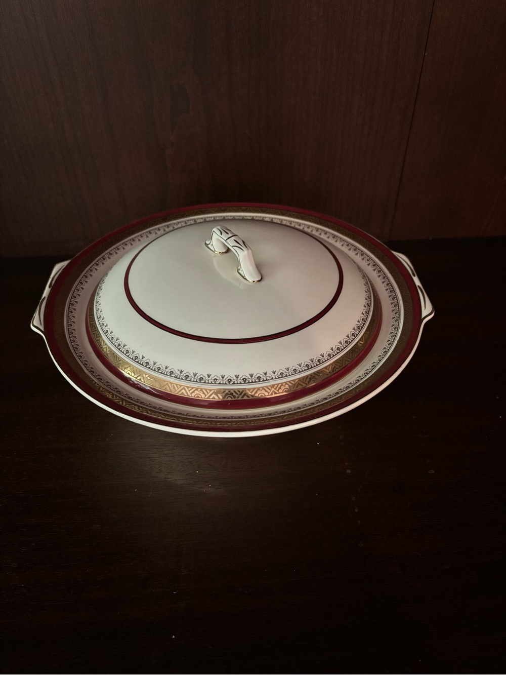 Crowning Maroon Tureen by Royal Myott Crown